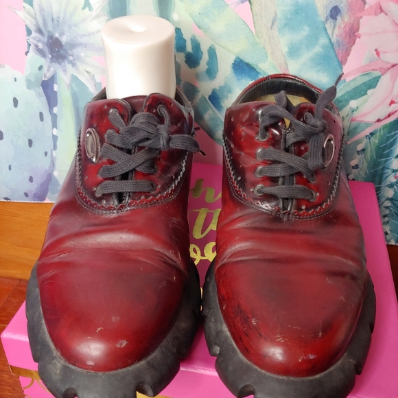 $440 Oakley | Burgundy Oxford Maroon Italian Made Leather Red Golf Shoes 8.5 main image 11